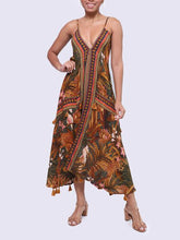 Load image into Gallery viewer, V-neck Bohemian Fringed Halter Maxi Dress