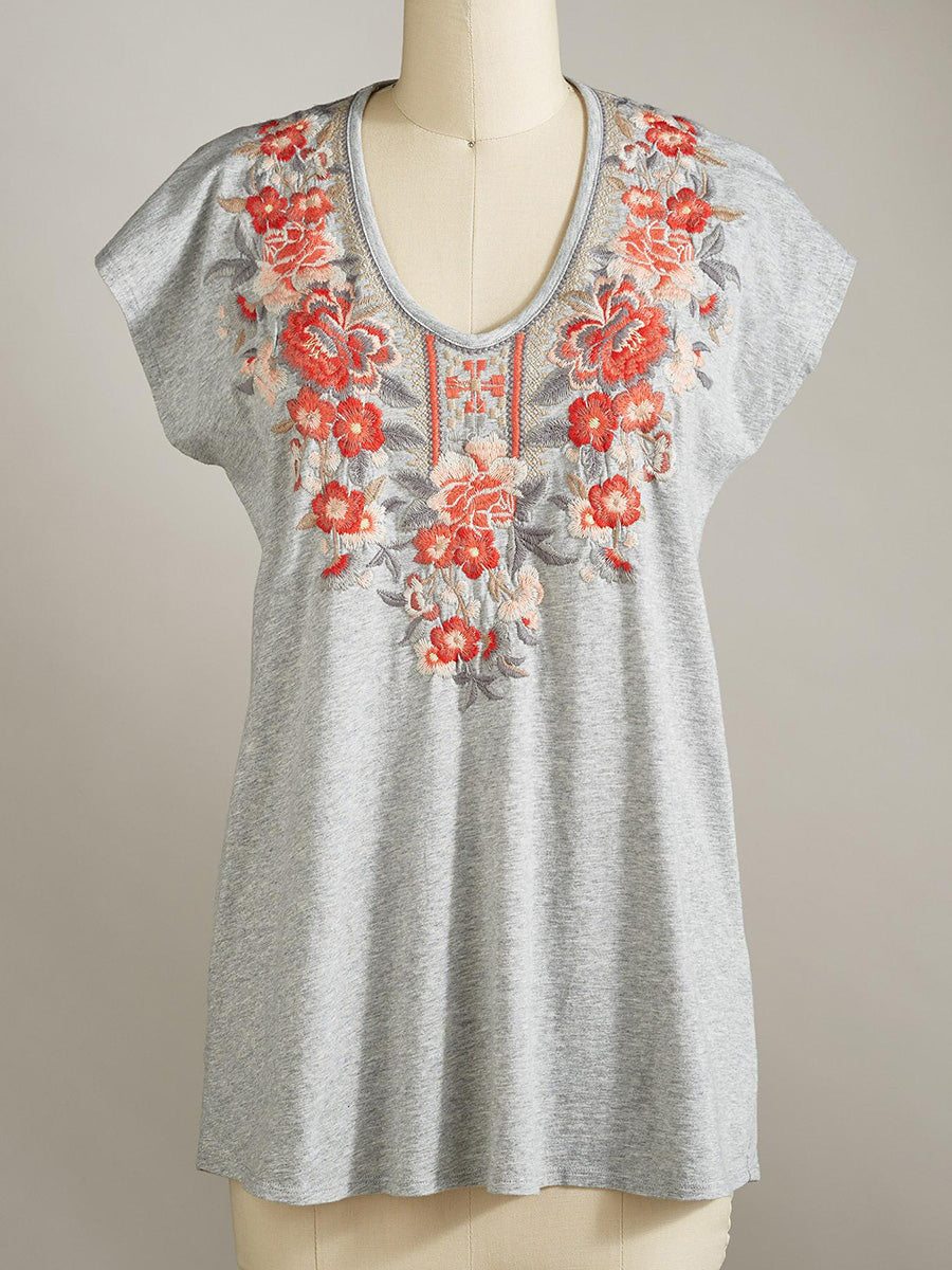 Short-Sleeved Ethnic Print T-Shirt