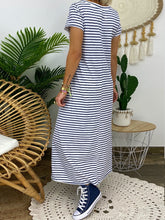 Load image into Gallery viewer, Short Sleeve Striped Long Casual Dress