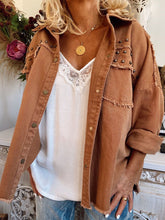 Load image into Gallery viewer, Studded Brown Short Shirt Coat