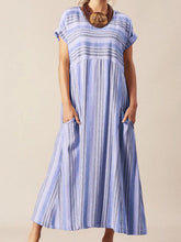 Load image into Gallery viewer, Striped Cotton and Linen Dress