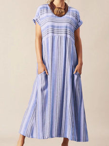 Striped Cotton and Linen Dress