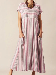 Striped Cotton and Linen Dress