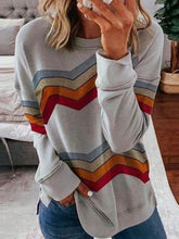 Load image into Gallery viewer, Striped Long-Sleeved V-Neck Knit Top