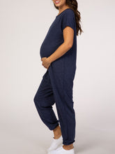 Load image into Gallery viewer, Pure Color Loose Round Neck Short Sleeve Maternity Jumpsuit