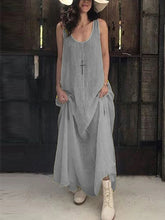 Load image into Gallery viewer, Cotton and Linen Sleeveless Casual Dress