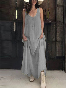 Cotton and Linen Sleeveless Casual Dress