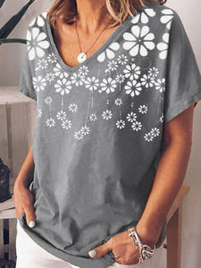 Simple Casual Loose Print T-Shirt Top