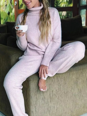 Turtleneck Knitted Casual Two-piece Suit