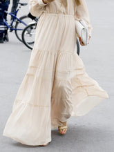 Load image into Gallery viewer, Lantern Sleeve Cotton Linen V-neck Casual Cake Dress