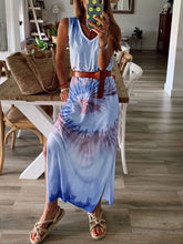 Load image into Gallery viewer, Vest Tie-dye Holiday Casual Dress