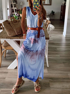 Vest Tie-dye Holiday Casual Dress