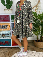 Load image into Gallery viewer, Fashion Leopard Shirt Collar Loose Dress