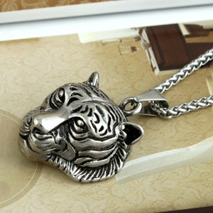 Hip Hop Rock Stainless Steel Jewelry Tiger Head Necklace