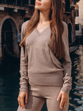 Load image into Gallery viewer, V-neck Knit Casual Two-piece Suit