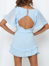 Load image into Gallery viewer, Deep V Short Sleeve Lace Backless Dress