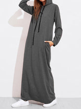 Load image into Gallery viewer, Solid Color Full Sleeve Long Hooded Sweatshirt Dress