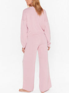 Knitted Round Neck Loose Two-piece Suit