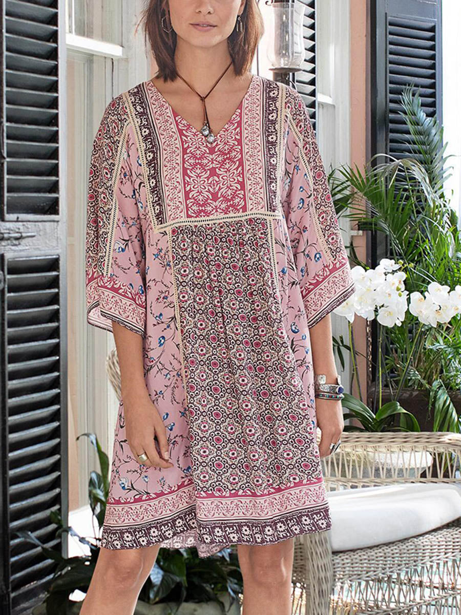 Ethnic Print Loose Dress