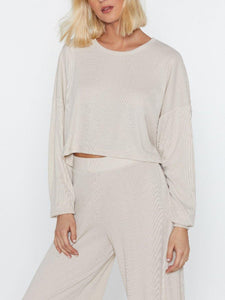 Knitted round loose two-piece suit