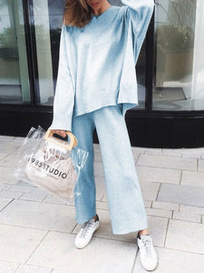 V-neck Loose-knit Two-piece
