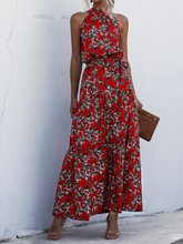 Load image into Gallery viewer, Boho Halter Floral Printed Mini Dresses in Red