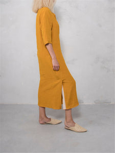 Casual Loose Soft Cotton And Linen Dress