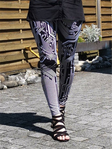 Sci-Fi Irregular Line Printed Tight Hip Yoga Pants