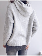 Load image into Gallery viewer, Solid Color Hooded Knitted Jumper Sweater