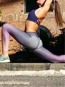 Trendy Gradient Color Tight Hip Yoga Pants