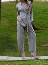 Load image into Gallery viewer, Solid Color Pants Pajama Suit Kimono Casual Two Piece Outfit