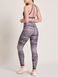 High Waist Hip Geometric Print Yoga Tights