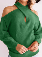 Load image into Gallery viewer, Cross-over Design Solid Color Sweater