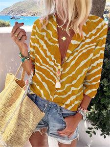 Bohemian Retro Casual Loose Striped Shirt