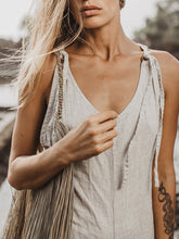 Load image into Gallery viewer, Women Boho Grey Linen Jumpsuit Romper Comfy Sleeveless Jumpsuit