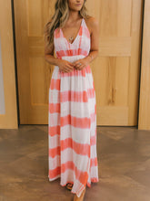 Load image into Gallery viewer, Women Chic Coral Print Back Tie Dye Maxi Dress