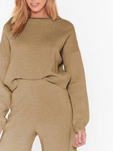 Knitted Round Neck Loose Two-piece Suit