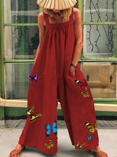 Load image into Gallery viewer, Romantic Pastoral Loose Butterfly Print Jumpsuit