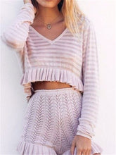 Load image into Gallery viewer, Solid Color V Neck Fungus Knit Sets