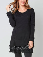 Load image into Gallery viewer, High-necked Dot Print Stitching Sleeve Long-sleeved Long T-shirt