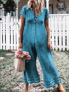 Loose Casual Button Maternity Jumpsuit