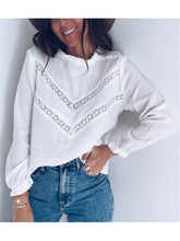 Load image into Gallery viewer, Casual Half High Collar Hollow Long Sleeve Shirt