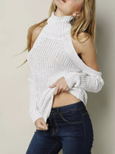 Load image into Gallery viewer, High collar off-the-shoulder sweater