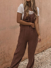 Load image into Gallery viewer, Women Chic Cotton Linen Overalls Casual Jumpsuit