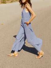Load image into Gallery viewer, V Neck Lace-Up Wide Leg Jumpsuit