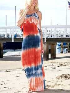 Bohemian Casual Loose Tie Dye Camisole Dress