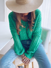 Load image into Gallery viewer, Long Sleeves V-neck Openwork Sweater