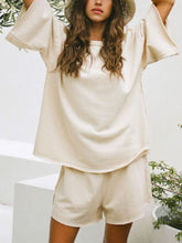 Load image into Gallery viewer, Pure Color Casual Round Collar T-Shirt &amp; Shorts Set Jumpsuit