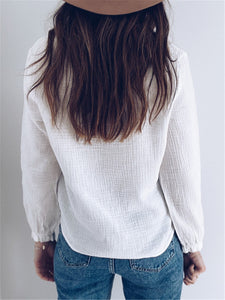 Casual Half High Collar Hollow Long Sleeve Shirt