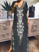 Load image into Gallery viewer, Casual V-neck Long Printed Dress